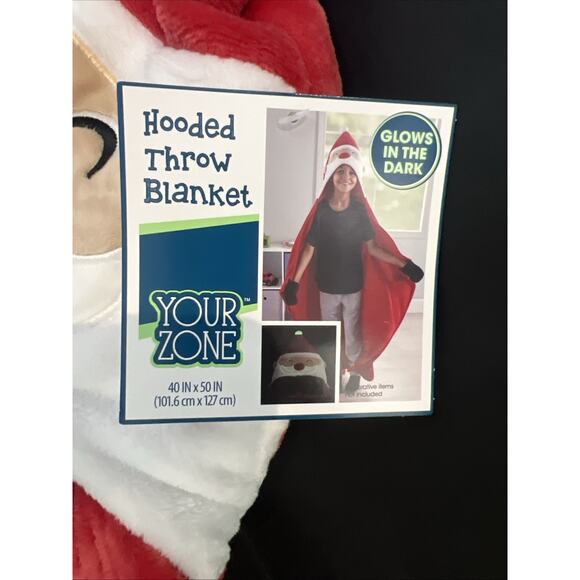 Santa Hat Hooded Throw Blanket Glow In The Dark Christmas‎ Cozy Soft 40”x50” - Picture 5 of 8